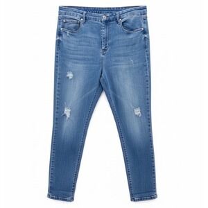 ✨Nicole Miller NOMAD High Rise Distressed Cropped Denim Jeans Med Wash Size 14